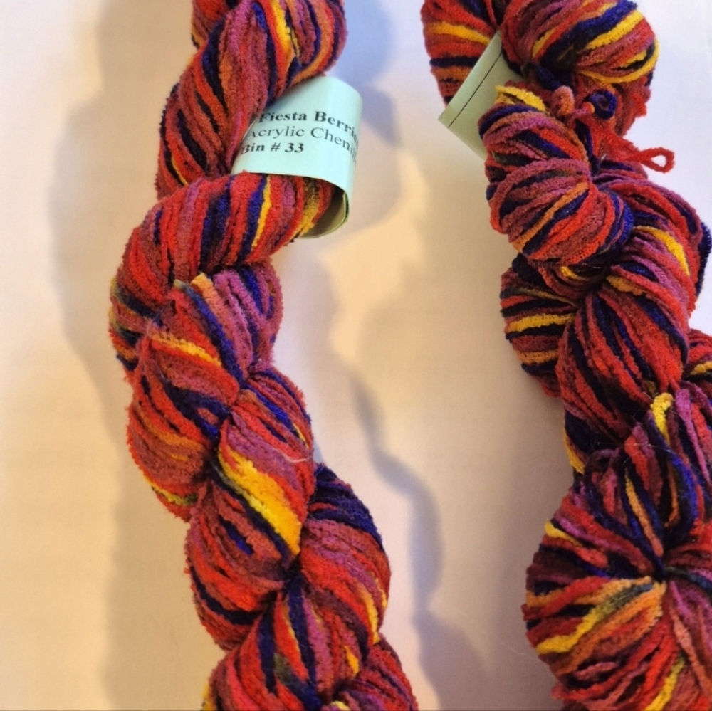 Chenille Yarn-Fiesta Berry  by Frankfort Ave Fibers - Picture 3 of 5